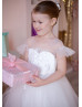 Feifei Sleeves Ivory Lace Tulle Flower Girl Dress